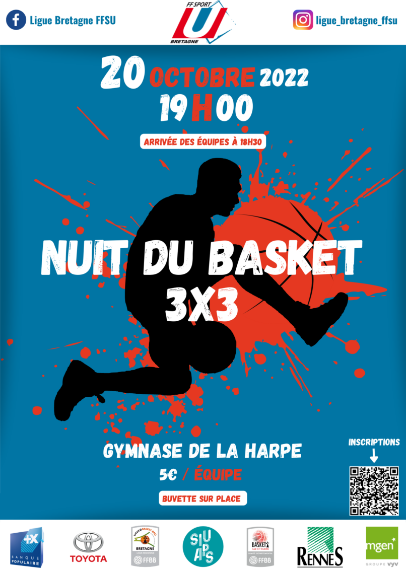 nuit du Basket 20 octobre 2022 ligue de Bretagne sport universitaire